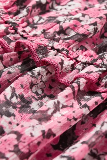 Filles - Robe de gaze - à fleurs - rose