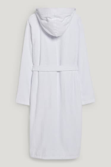 Herren - Frottee-Bademantel mit Kapuze - weiss