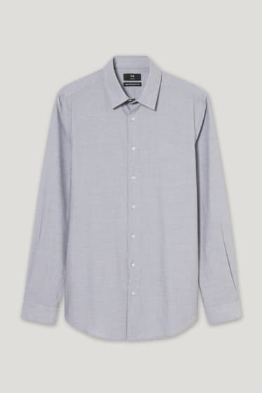 Hombre - Camisa - slim fit - kent - de planchado fácil - gris claro