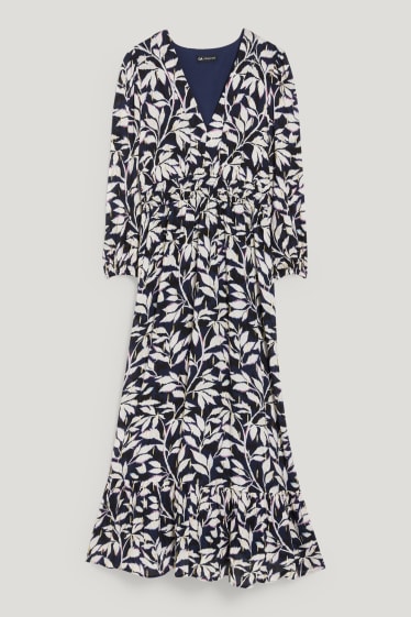Mujer - Vestido fit & flare - de flores - negro / blanco
