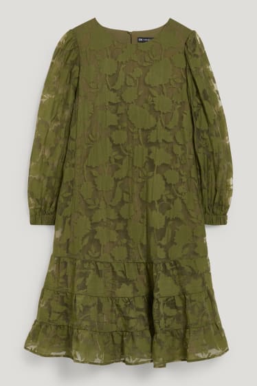 Dames - A-lijn-jurk - gebloemd - groen