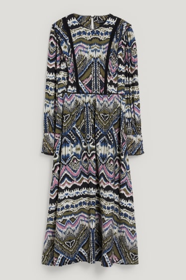 Dames - Fit & flare-jurk - met patroon - donkerblauw