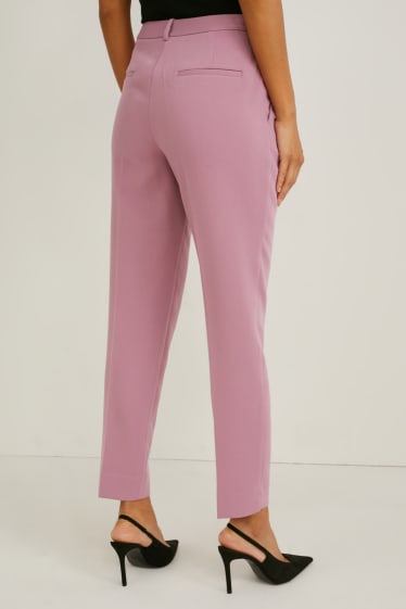 Femmes - Pantalon en toile - mid waist - slim fit - rose foncé
