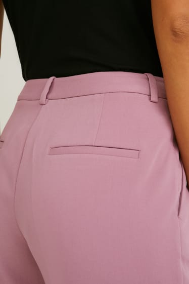 Femmes - Pantalon en toile - mid waist - slim fit - rose foncé
