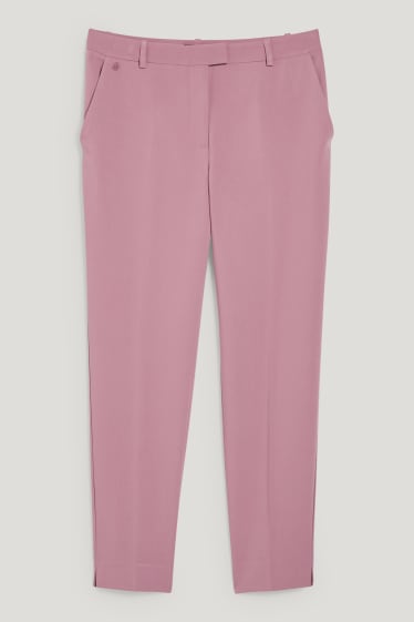 Femmes - Pantalon en toile - mid waist - slim fit - rose foncé