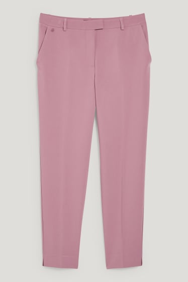 Femmes - Pantalon en toile - mid waist - slim fit - rose foncé