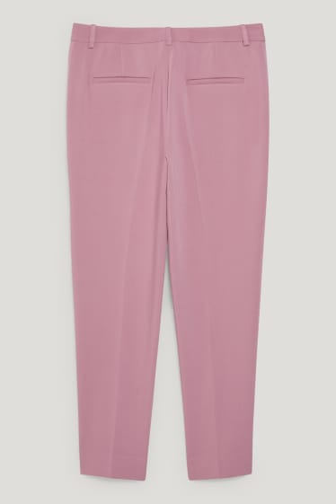 Femmes - Pantalon en toile - mid waist - slim fit - rose foncé