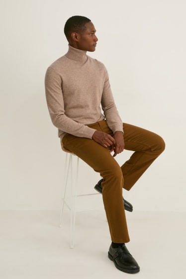 Herren - Kaschmir-Rollkragenpullover - taupe