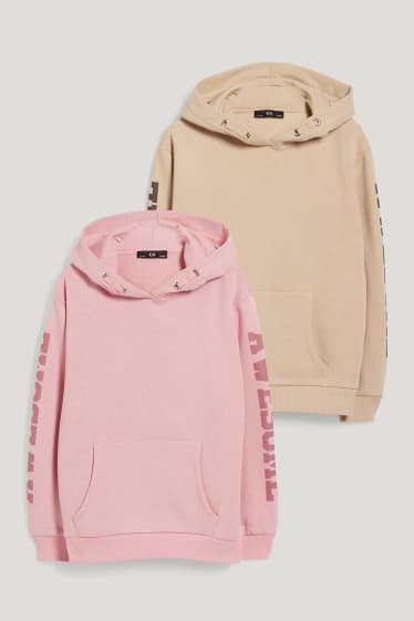 Bambine: - Taglie estese - confezione da 2 - felpa con cappuccio - beige
