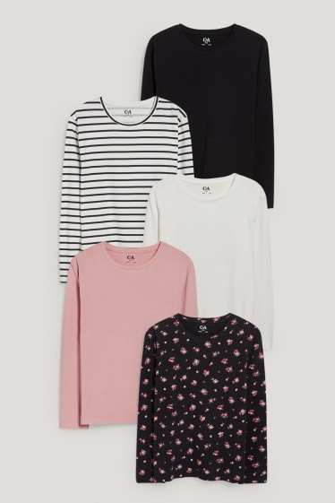 Niñas - Tallas extendidas - pack de 5 - camisetas de manga larga - negro