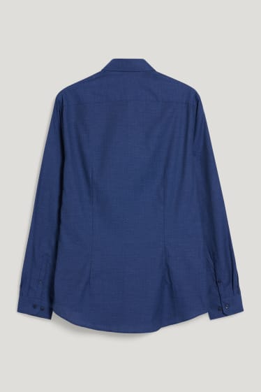 Hommes - Chemise de bureau - slim fit - col kent - facile à repasser - bleu foncé