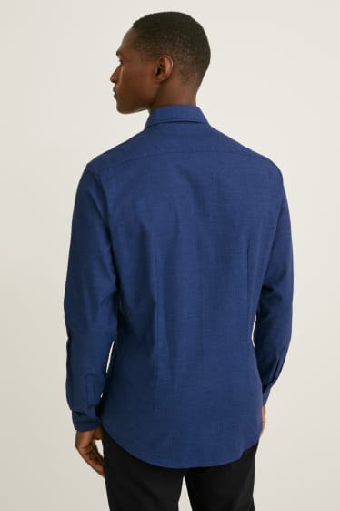 Hommes - Chemise de bureau - slim fit - col kent - facile à repasser - bleu foncé