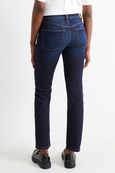 Femmes - Jean de coupe droite - mid waist - jean bleu foncé