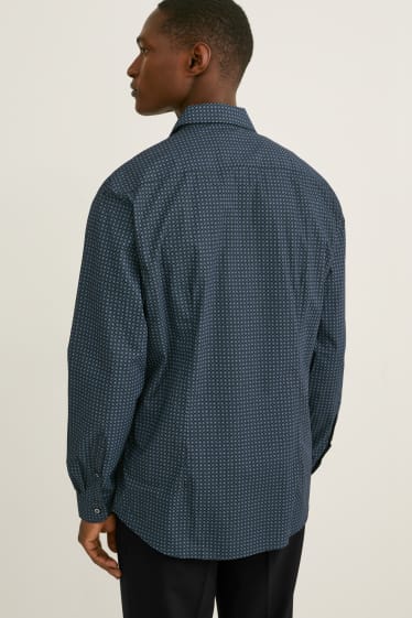 Hommes - Chemise de bureau - slim fit - col kent - facile à repasser - vert foncé / noir
