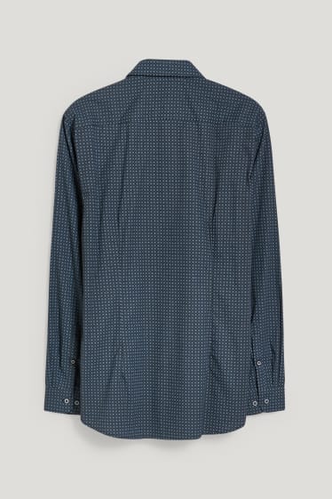 Hommes - Chemise de bureau - slim fit - col kent - facile à repasser - vert foncé / noir
