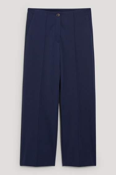 Women - Cloth trousers - high waist - regular fit - dark blue