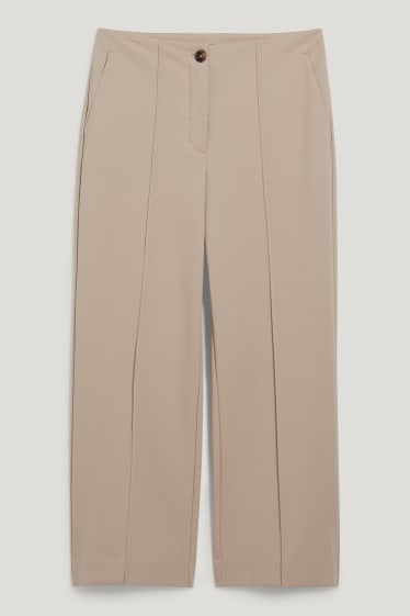 Women - Cloth trousers - high waist - regular fit - taupe
