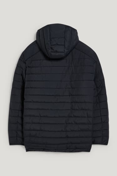 Herren XL - Steppjacke mit Kapuze - recycelt - schwarz