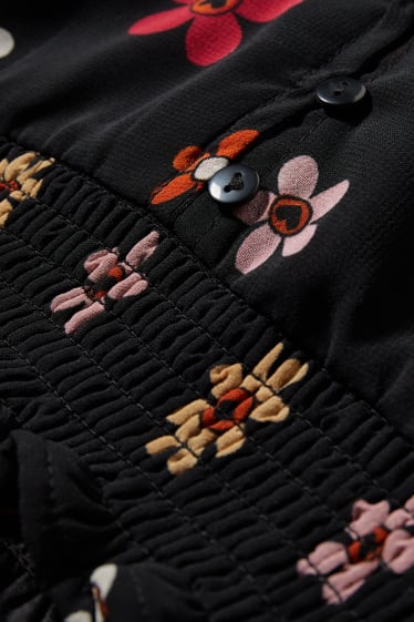 Clockhouse Girls - CLOCKHOUSE - blusa di chiffon dal taglio corto - a fiori - nero