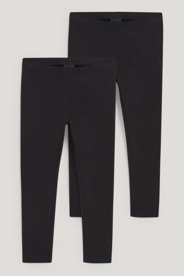 Kids Girls - Uitgebreide maten - set van 2 - thermolegging - zwart