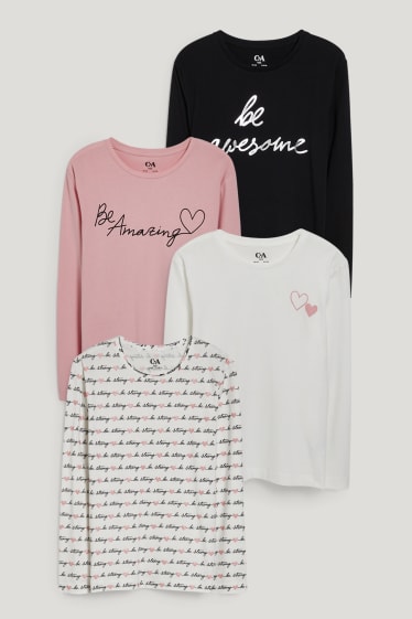 Niñas - Tallas extendidas - pack de 4 - camisetas de manga larga - blanco