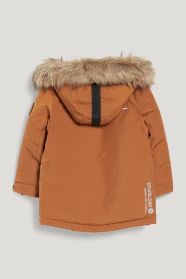 Garçons - Veste à capuche, dotée d'une garniture de fausse fourrure - havane