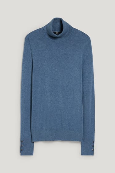 Donna - Maglione a dolcevita - blu melange