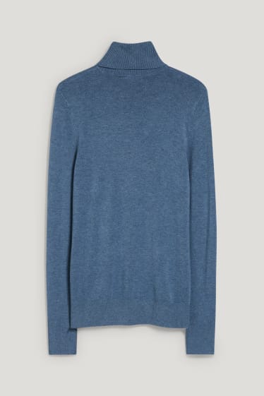 Donna - Maglione a dolcevita - blu melange