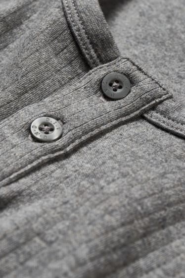 Uomo - Maglia intima termica - a coste fini - grigio melange