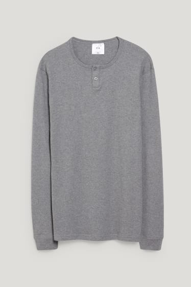 Uomo - Maglia intima termica - a coste fini - grigio melange