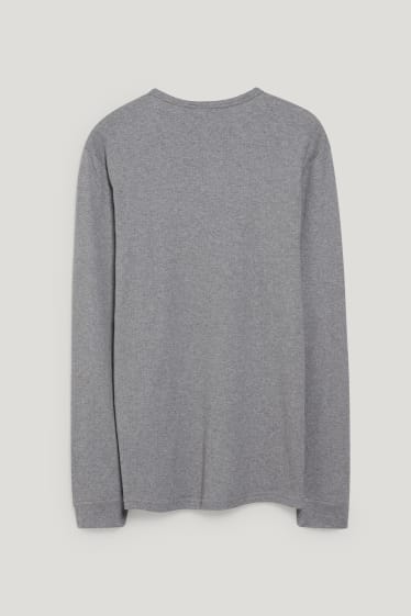 Uomo - Maglia intima termica - a coste fini - grigio melange