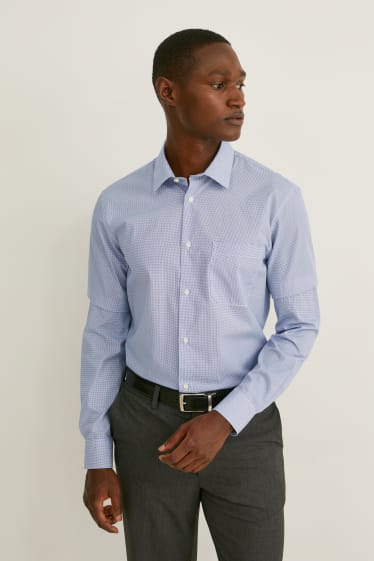 Uomo - Camicia business - regular fit - colletto all'italiana - maniche ultralunghe - azzurro