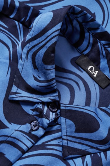 Femmes - Chemisier - matière recyclée - bleu  / noir