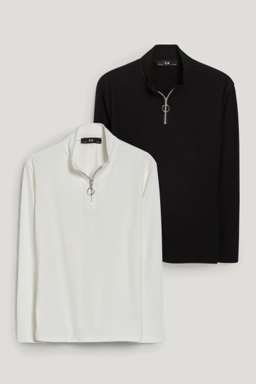 Bambine: - Taglie estese - confezione da 2 - maglia a maniche lunghe - nero