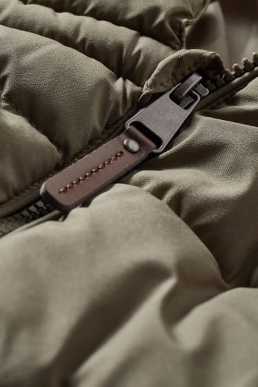 Dames - Gewatteerde zwangerschapsjas met capuchon en babydraagzak - unisex - donkergroen