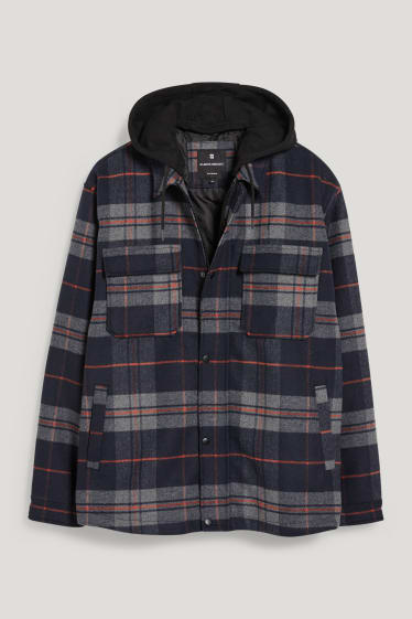 Exklusiv Online - CLOCKHOUSE - Hemdjacke mit Kapuze - kariert - grau-melange