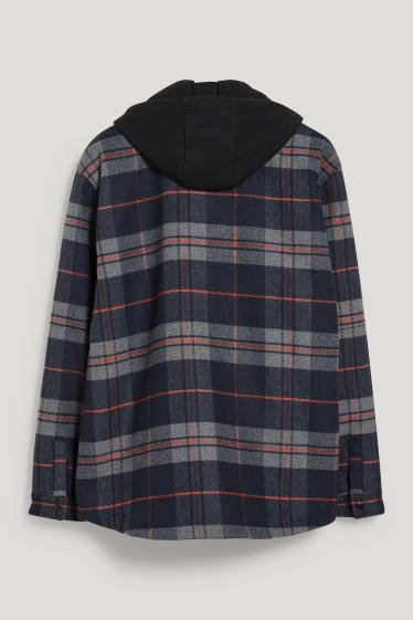 Exklusiv Online - CLOCKHOUSE - Hemdjacke mit Kapuze - kariert - grau-melange