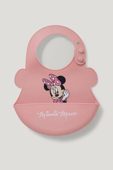 Baby Girls - Minnie Mouse - silicone baby bib - rose