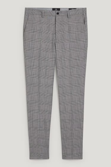 Pánské - Oblekové kalhoty - regular fit - LYCRA® - kostkované - šedá