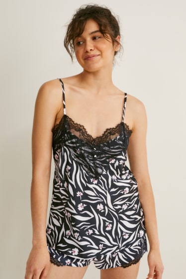 Dona - Top de pijama - estampat - negre/blanc