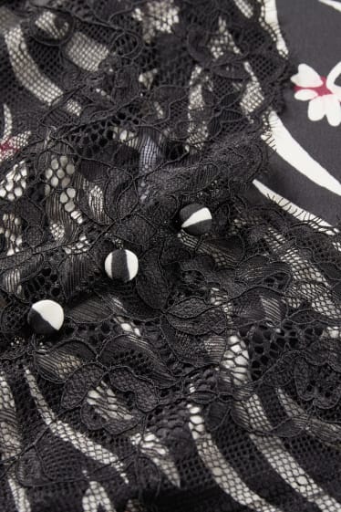 Dames - Pyjamatop - met patroon - zwart / wit
