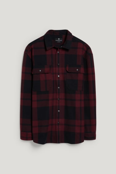 Exclu web - CLOCKHOUSE - chemise - relaxed fit - col kent - à carreaux - rouge foncé