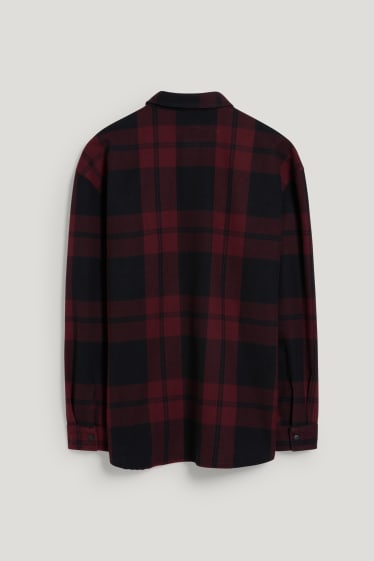 Exclu web - CLOCKHOUSE - chemise - relaxed fit - col kent - à carreaux - rouge foncé