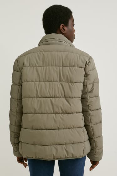 Dames - Gewatteerde zwangerschapsjas met capuchon en babydraagzak - unisex - donkergroen