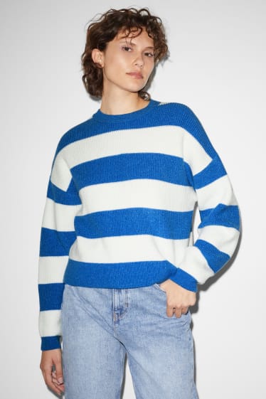 Exclu web - CLOCKHOUSE - pull - à rayures - bleu / blanc