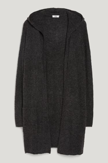 Donna - Cardigan bouclé con cappuccio - da materiali riciclati - antracite