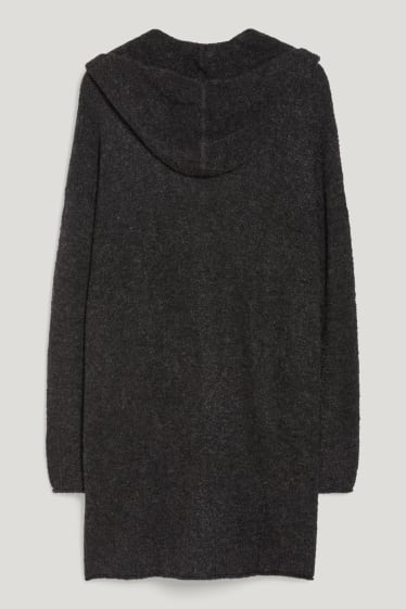 Donna - Cardigan bouclé con cappuccio - da materiali riciclati - antracite