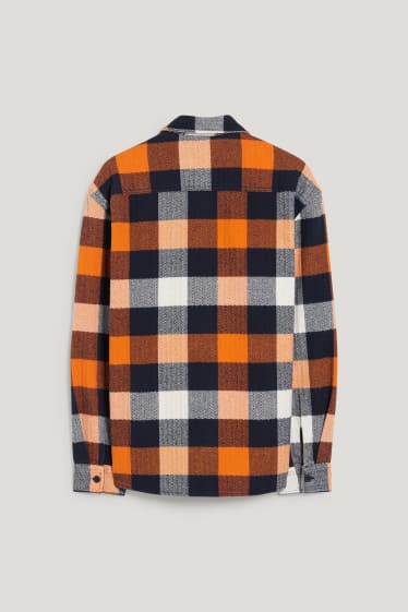 Clockhouse homme - CLOCKHOUSE - chemise - relaxed fit - col kent - à carreaux - orange / bleu foncé