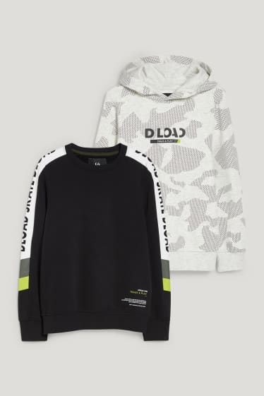 Garçons - Lot de 2 - sweat et sweat à capuche - noir