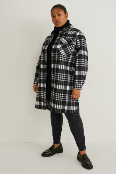 Dames - Overshirt - geruit - zwart / wit